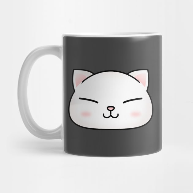 Cute White Cat Face by Takeda_Art